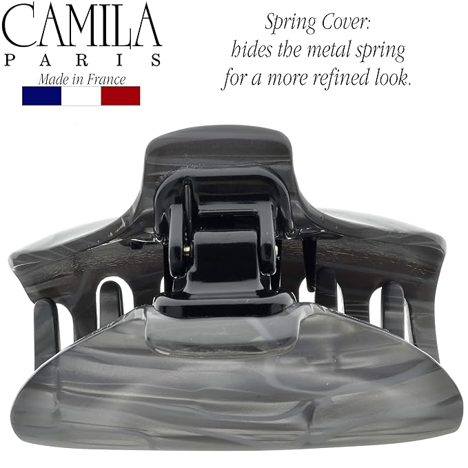 Camila Paris CP2122 French Hair Clip for Women for Long Curly Wavy Hair, Gray, Girls Hair Claw Clips Jaw Fashion Styling Hair Accessories for Women, Strong Hold No Slip Grip, Made in France