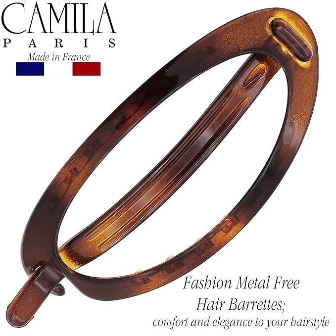 Camila Paris CP2315 French Hair Barrette Clip, Flexible Ponytail Holder No Metal Parts, Strong Hold Grip Hair Clips for Women, No Slip and Durable Styling Girls Hair Accessories, Made in France