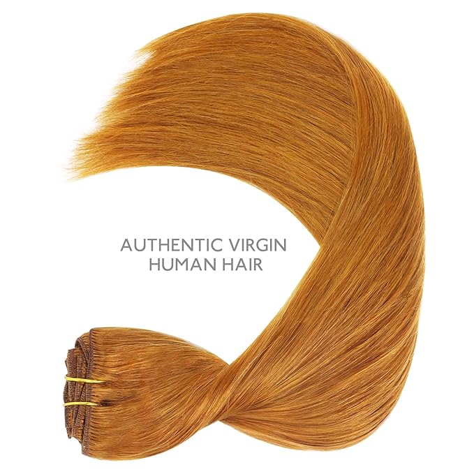 WENNALIFE Clip in Hair Extensions Real Human Hair, 18 Inch 150g 9pcs Human Hair Extensions Clip In, Auburn Ginger Hair Extensions Clip In Real Hair Coloured Remy Human Hair Extensions