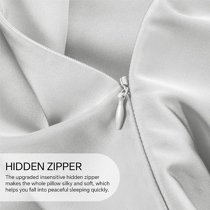 INFIIXSO Body Pillow Cover with Zipper, Luxury Mulberry Silk Body Pillow Case 20x54 Inches, Ultra Smooth and Soft Cooling Long Pillowcase, Gift for Women, Men(Light Grey)