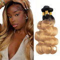 Ombre Human Hair Bundles 1B27 Body Wave Bundle Niegmeag Virgin Remy Hair 3 Bundles 12 14 16 Inch Double Weft 2 Tone Black and Honey Blonde Body Wave Bundle