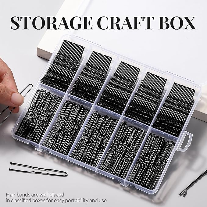 YGDZ 400 Counts Bobby Pins Hair Pins Set for Women, Black 2inch Bobby Pins for Buns, 2.36inch Black U Shaped Hair Pins for Styling, Hair Accessories for Women, Wedding