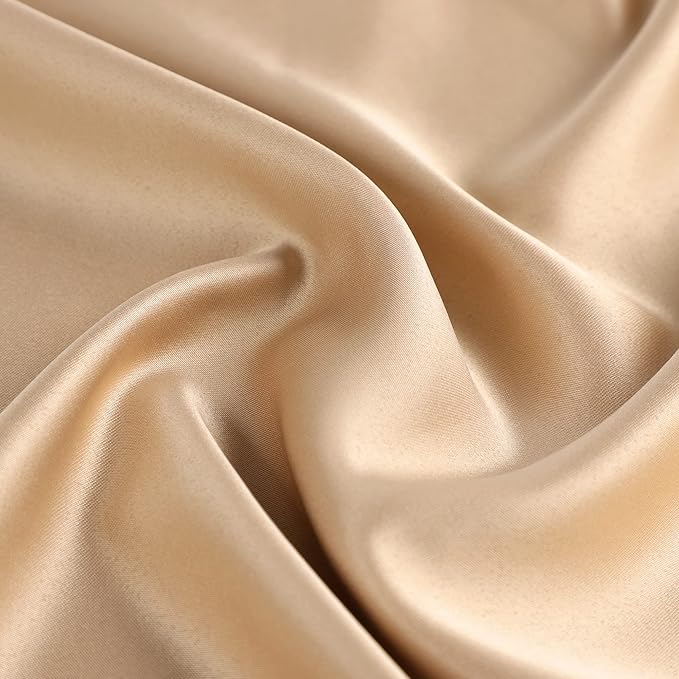 uxcell 2 Pack Silk Satin Pillowcase for Hair and Skin, Cool, Silky, Soft Breathable Pillow Cases Standard Size 20x26 Inch Sateen Pillowcase Caramel with Envelope Closure