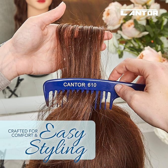 Cantor Lift Teasing Wide Tooth Comb - 2 Pack Chemical and Heat Resistant Detangler - Anti Static for All Hair Types - Durable and Lightweight