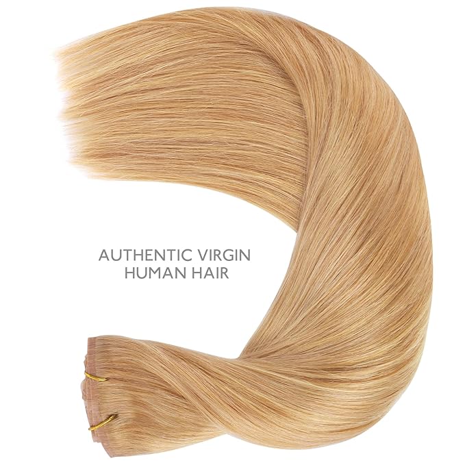 WENNALIFE Seamless Clip In Hair Extensions Human Hair, 20 Inch 150g 7pcs Strawberry Blonde Real Hair Extensions Clip in Human Hair Invisible PU Skin Weft Natural Remy Human Hair Extensions