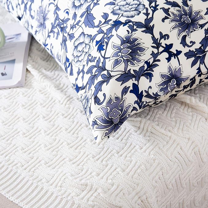SLPBABY Silk Pillowcase for Hair and Skin with Hidden Zipper Print (Standard, Pattern13)