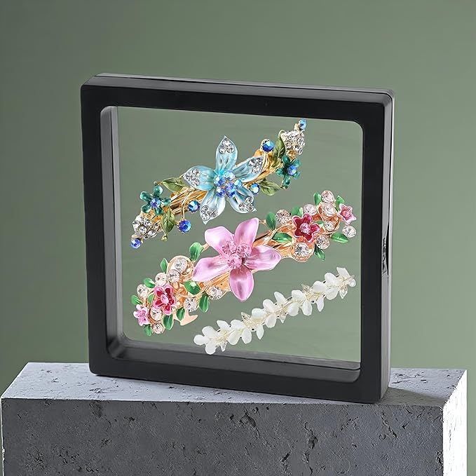 Enamel Flower Hair Clip Gift Set for Women - 3Pcs Vintage Rhinestone Barrettes for Thin & Thick Hair, Bridesmaid Hair Accessories, Teen Girl Birthday Gifts (Pink/Blue/Yellow Combo)