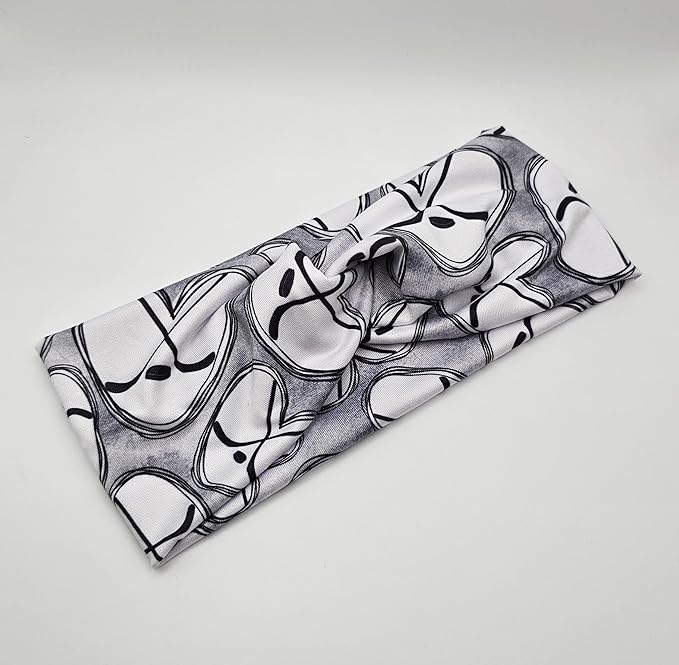 Soft Stretchy Headband, 3-in-1 Versatile Twist Style, One-Piece (Hockey Hearts, Adult)