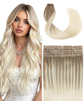 SURNEL Injected Seamless Tape in Hair Extensions 22Inch Ash Brown to Platinum Blonde Invisible Tape in Extensions Human Hair 20Pcs 50g(#860,22)