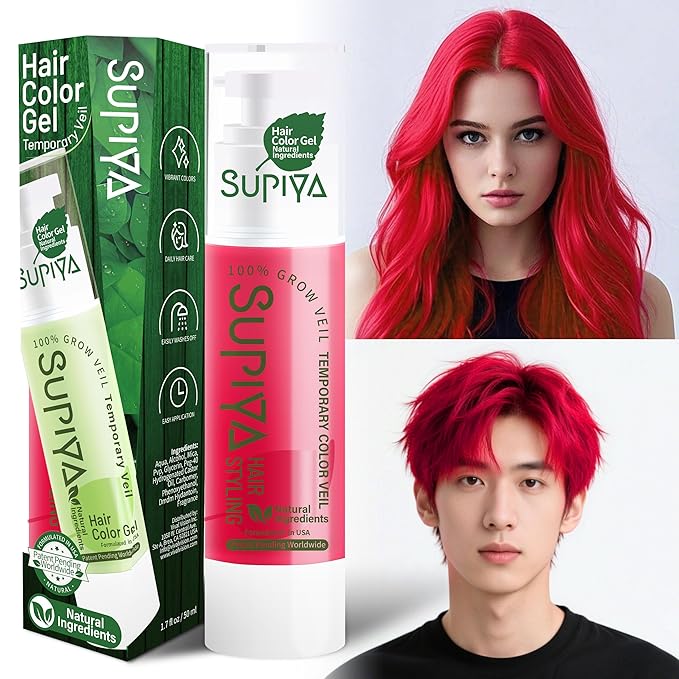 Temporary Hair Color Gel,Red Hair Dye Color Gel Washable Natural Instant Hair Color Wax for DIY Hairstyle for Kids Men Women(Color #68)