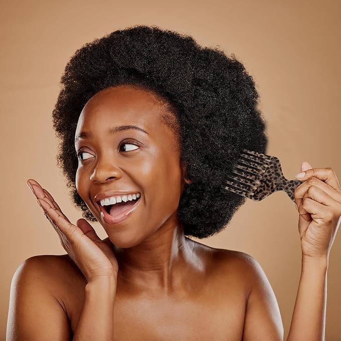 VOCOSTE Hair Picks for Curly Hair, Gentle Detangling Wide Tooth Comb, Afro Pick, Hair Pick Comb, Hangable Hair Styling Tool for Hair Care, Black Brown