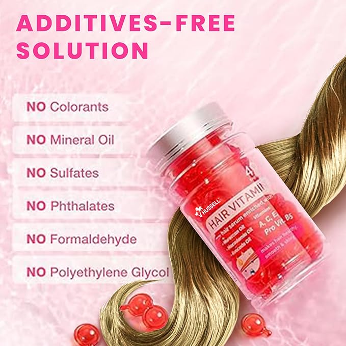 Hair Vitamin Oil Capsules - No Rinse Hair Care Serum with Argan Oil, Macadamia & Avocado Oils Vitamins A, E, & Pro B5 - Hair Gloss - Conditioner for Women & Men, 40 Capsules
