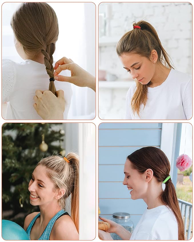 203 Pieces Hair Ties No Damage, 4MM Elastic Hair Ties, Medium Size Ponytail Holders for Women and Girls, Multicolor (20 Colors)