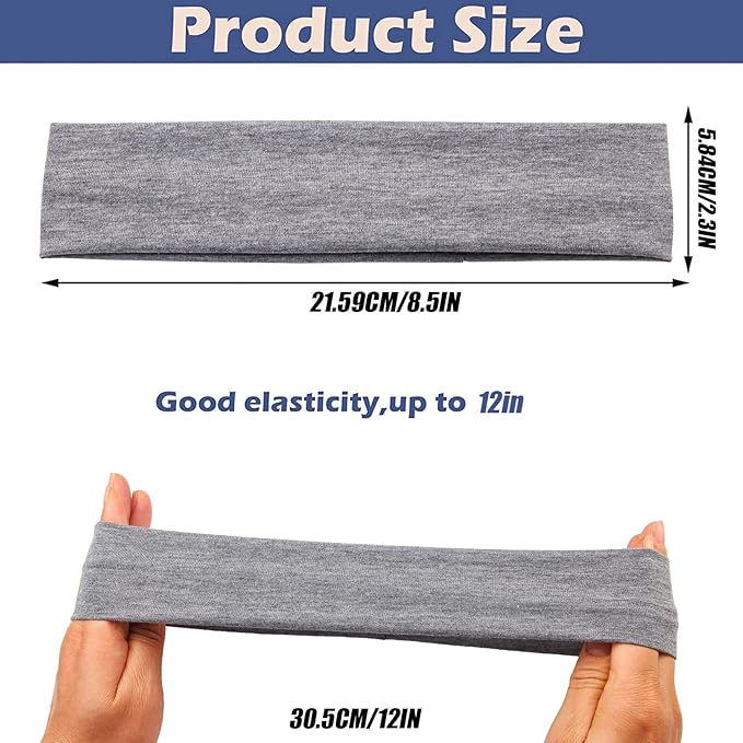 Yoga Sports Headbands for Women,Elastic Stretch Girls Athletic Headbands, Wide Non-Slip Workout Headband, 16 Pack, Multiple Colors