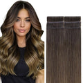 GOO GOO Invisi Edge Tape in Hair Extensions Human Hair, 1D/2C/4E Chocolate Dip Color Melt, 6pcs 10inch 15g, Virgin Remy Hair, Seamless Injected Tape, Natural Look