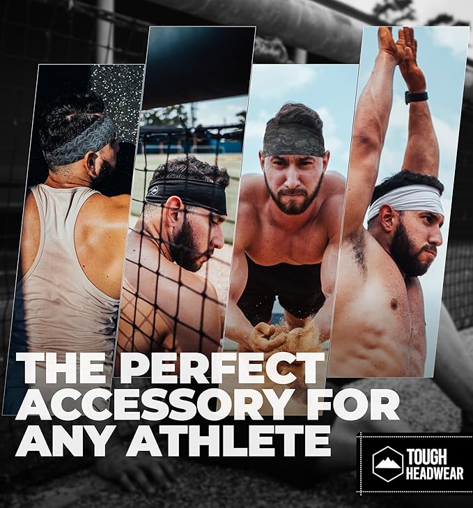 Tough Headwear Tough Outfitters Headband for Men - Mens Headbands - Working Out Sports Performance Head Bands - Athletic Cycling Running Sweat Band, Football Headbands - Sweat Bands Men/Women