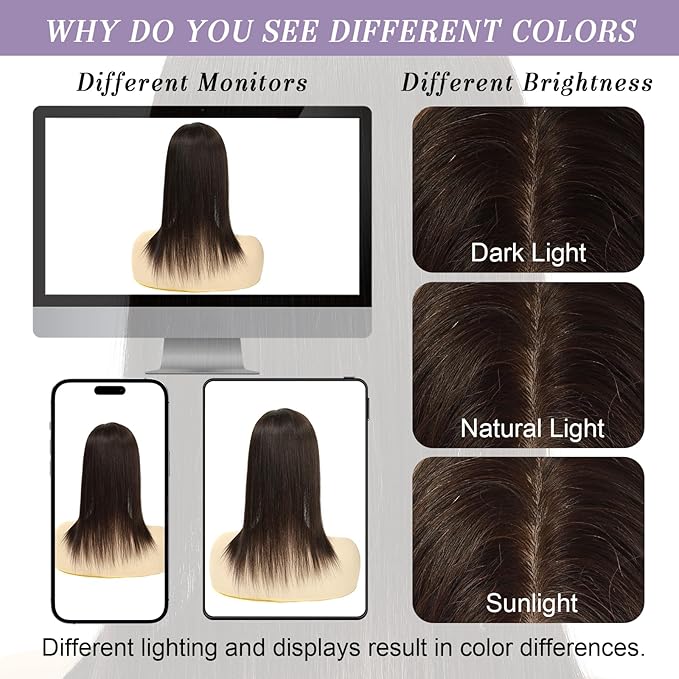 Hair Toppers for Women Real Human Hair, 3x5 Inch Injected Silk Base No Bangs 16 Inch Length 130% Density Hairpieces #1C Natural Black (Subtle Red Undertones in Sunlight)