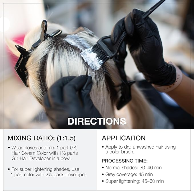 GK HAIR Global Keratin 9.1 Very Light Ash Blonde Hair Color Cream Tube (3.4 Fl Oz/100ml) + 20 Volume Developer (5 Fl Oz/150ml) - Professional Permanent Long Lasting Toner Dye