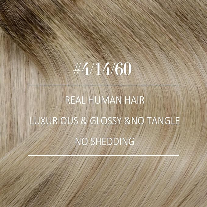 YoungSee Sew in Hair Extensions Real Human Hair Brown to Blonde Hair Extensions Weft Brown Ombre Golden Blond Mix Platinum Blonde Human Hair Weft Extensions Soft Remy Hair 18In 100G