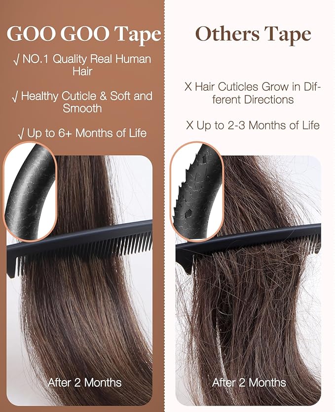 GOO GOO Invisi Edge Tape in Hair Extensions Human Hair, 1B Natural black, 10pcs 20inch 30g, Virgin Remy Hair, Seamless Injected Tape, Natural Look