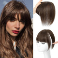 NAYOO Hair Toppers for Women Real Human Hair, 360° Cover Clips in Full Fringe Fake Bangs Hair Pieces for Women Girls Daily Wear(Dark Brown)