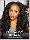 LUVME HAIR 7x6 HD Lace All-Day Comfort Burmese Messy Curly Wig PartingMax Lace Wigs Lace Front Wigs Human Hair Pre Cut Plucked Lace Frontal Glueless 26 Inches Natural Black Color