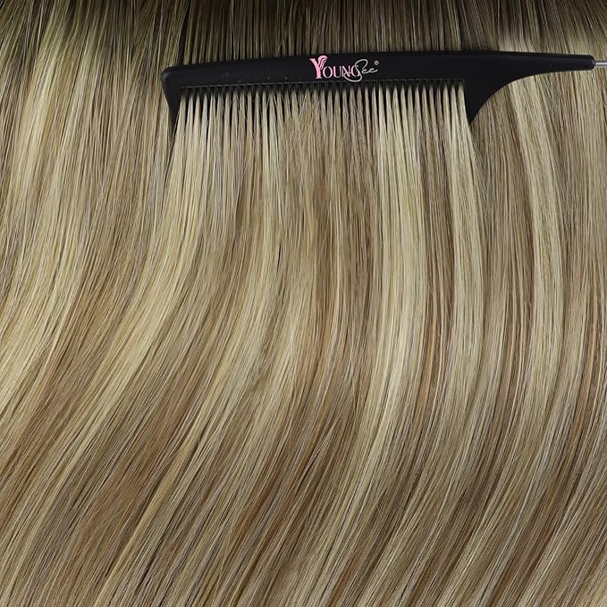 YoungSee Human Hair Tape in Extensions Brown Balayage Tape in Hair Extensions Real Human Hair Brown Ombre Blonde with Medium Brown Tapes Human Hair Extension Silky Straight 20 Inch 20pcs 50g