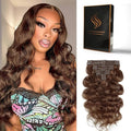 Clip in Hair Extensions Real Human Hair Body Wave 4 Chocolate Brown Clip in 100% Brazilian Remy Human Hair Extensions 8pcs Per Set with 18 Clips Double Weft 24 Inch 120g/3.6oz