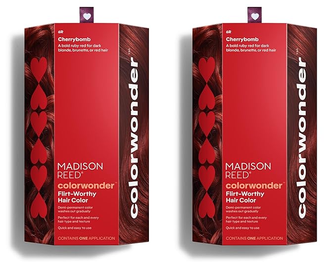 Madison Reed colorwonder Demi-Permanent Hair Color, Effortless At-Home Hair Dye, Ammonia-Free, Cruelty-Free, CherryBomb (6R Medium Ruby Red), Pack of 2