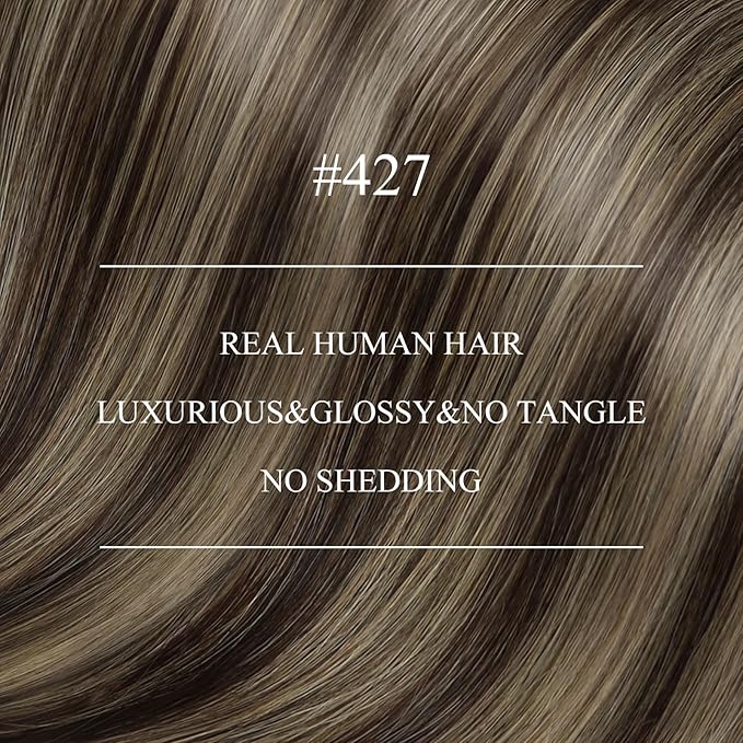 YoungSee Nano Hair Extensions Real Human Hair Brown Highlight Nano Bead Human Hair Extensions Dark Brown Highlights Caramel Blonde Nano Ring Hair Extension Straight Cold Fusion 18inch 50s 50g