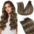LaaVoo Tape in Hair Extensions Real Human Hair Tape in Extensions Balayage Dark Brown Mix Caramel Blonde Human Hair Extensions Tape in Seamless 12 Inch 20pcs 30g