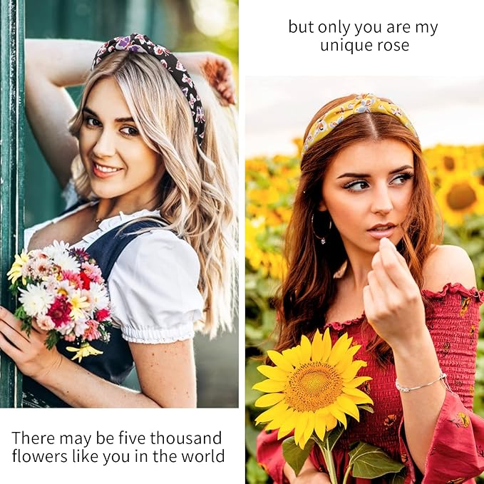 VELSCRUN 12 Pack Flower Headbands for Women, Multiple Colors, One Size Fits All Fabric, Wide Application, Ideal Gift