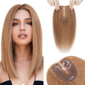 Hairro 100% Human Hair Topper No Bangs, Real Clip in Hair Hairpieces for Women, 3.94x4.72" Silk Base for Thinning Receding High Hairline, 10 Inch Light Brown Middle Part