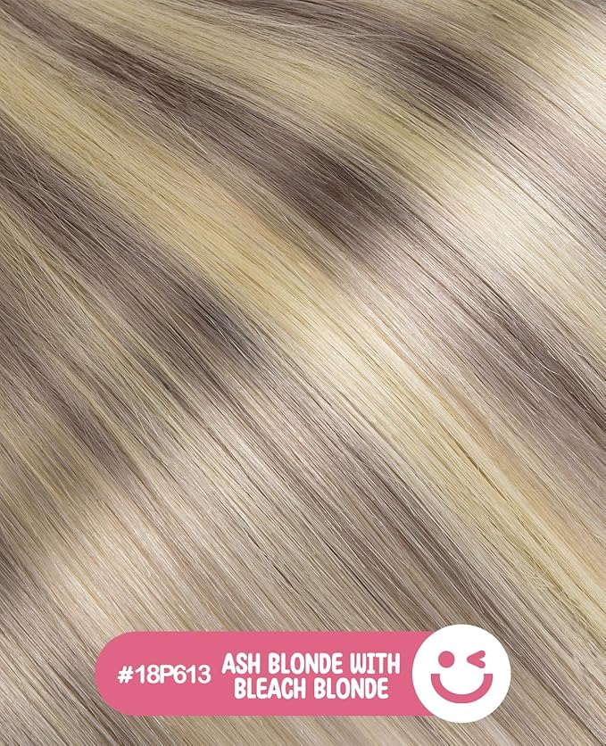 Youngsmile Injection Tape in Hair Extensions Human Hair #18P613 Ash Blonde with Bleach Blonde Real Human Hair 20pcs 40g 18 Inch Injected Tape in Hair Extensions Seamless Tape ins (#18P613,18'')