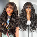 LUVME HAIR 7x6 HD Lace All-Day Comfort Wig with Bangs 200% Density Hair PartingMax Lace Wigs Loose Body Wave Lace Front Wigs Human Hair Pre Cut Plucked Lace Frontal Glueless 20 Inches
