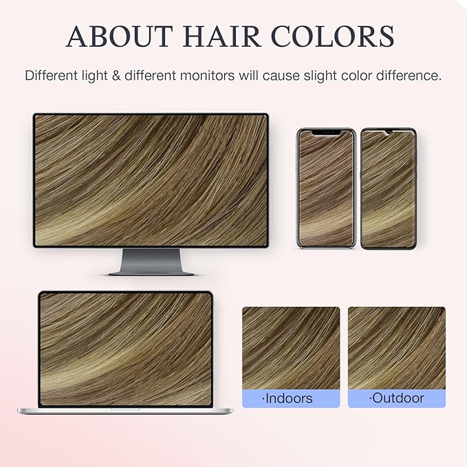 DOORES Invisi Edge Clip in Hair Extensions 14 inch 120g 7pcs, Virgin Real Human Hair PU Clip in Extension Invisible Seamless Thickening Hairstyle, 3/8/613 Walnut Brown to Ash Brown and Bleach Blonde