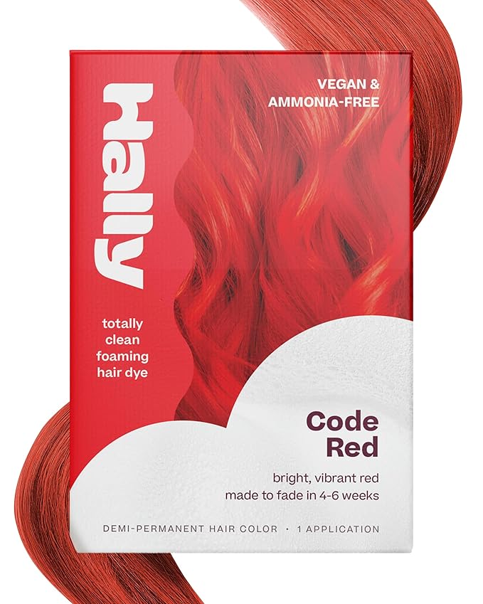 Hally Hair Color Cloud Hair Dye (Code Red) - Demi-Permanent Foam Hair Color for Women & Men - Mess-Free & Long-Lasting Hair Dye Kit, Hair Coloring Products Wash Out in 4-6 Weeks, Vegan