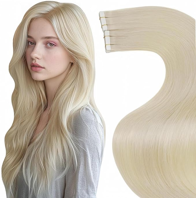 LaaVoo Tape in Hair Extensions Human Hair Blonde Invisible Tape Hair Extensions Real Human Hair Seamless 24 Inch 50g 20pcs