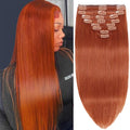 Copper Clip in Hair Extensions Real Human Hair 18inch 110g Brazilian Hair Extensions Clip in Human Hair Clip ins 8pcs with 18clips Double Weft Invisible Seamless Human Extensions for Women
