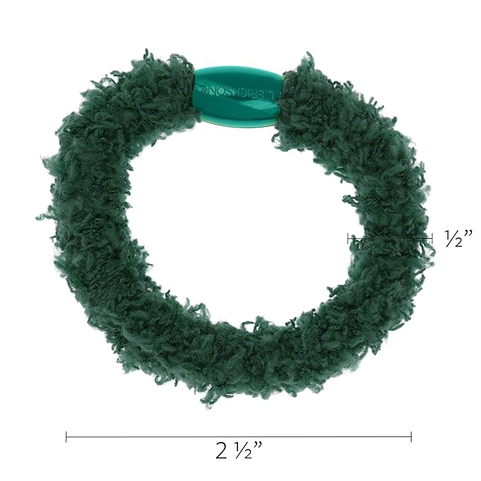 Green Hair Ties for Women, Cozy Pony, 5 Pack, Moss, Extra Thick No-Crease Bands with Strong Hold and Damage-Free Design, Soft Fuzzy Ponytail Holders for All Hair Types | L. Erickson