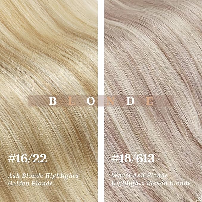 Ve Sunny Real Hair Extensions Clip in Human Hair Ash Blonde Highlight Bleach Blonde Remy Human Hair Clip in Extensions Straight 16inch 120g 7pcs