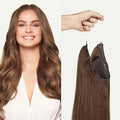 Luxy 100% Remy Human Hair – Halo Clip-In Hair Extensions –Natural Looking Volume & Length - One-Piece - Easy 5-Min Application 140 grams 16" Chestnut Brown Halo