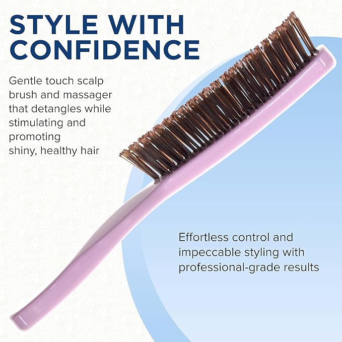 Giorgio Gentle Detangler Hair Brush for Men - Dual Length Bristles for Thick and Fine Hair, Scalp Massager, Travel-Friendly for All Hair Types & Textures, Wet or Dry Use