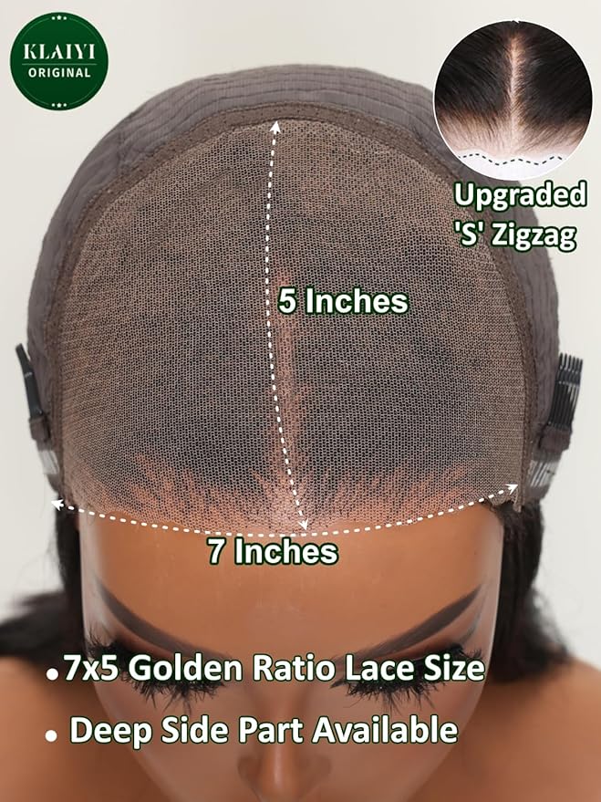 KLAIYI Bye Bye Knots Glueles Highlight Blonde Body Wave Wig Human Hair Precut 7x5 HD Lace Front Wig Pre Plucked Pre Bleached Ombre Wig with Dark Roots Chocolate Brown Wig 16Inch