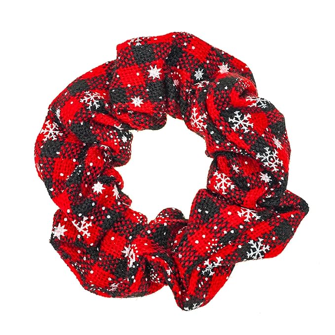 LOOKSEVEN Scrunchies, 5PCS Bandana Scrunchy Hair Ties, Christmas Styles Hair Scrunchies for Women. (Christmas, Cotton, 1 Count, Curly, Unisex, All Ages, 5 Pieces)