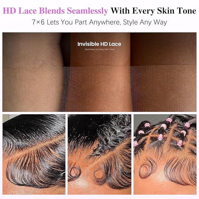 7x6 Burmese Curly Glueless Wigs Human Hair Pre Plucked Pre Cut 250% Density Drawstring Wig for Black Women 7x6 HD Lace Front Wigs Human Hair Glueless Wear and Go Nautural Color 20 Inch