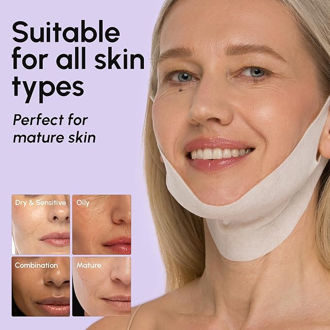 MAREE V Line Lifting Mask with Hyaluronic Acid – Deep Collagen Face Mask for Women – Jawline Shaper Facial Masks with Retinol – Tightening Neck Lift Tape – Double Chin Strap for Face Lift – 10 Masks
