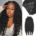 Burmese Curly Clip in Hair Extensions Real Human Hair 8Pcs Brazilian Human Hair Clip ins for Black Women With 18Clips 120g 14inch #1B Natural Black