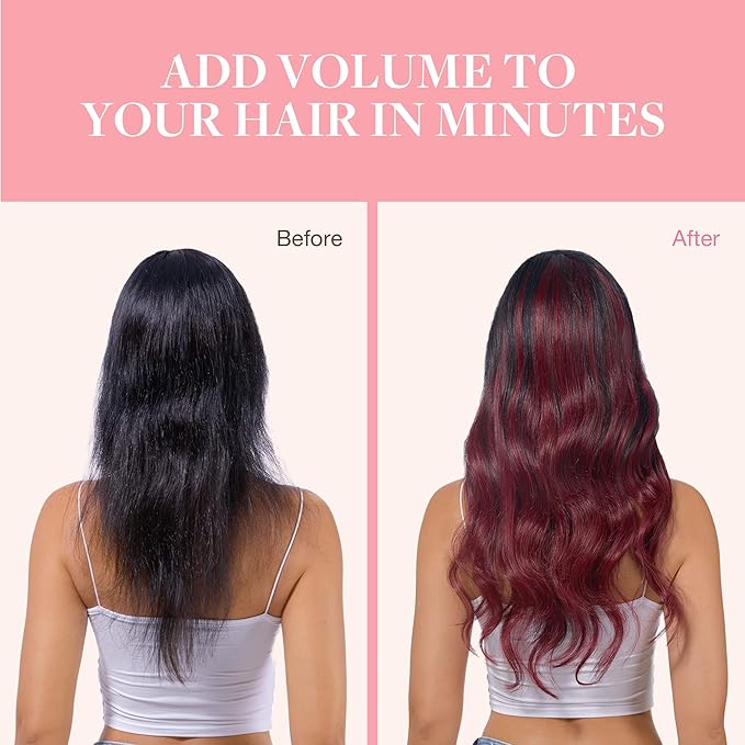 GOO GOO Clip in Hair Extensions Real Human Hair, Remy Human Hair Extensions Clip ins for Women, Natural Human Hair, 16inch 120g 7Pcs, 530 Burgundy