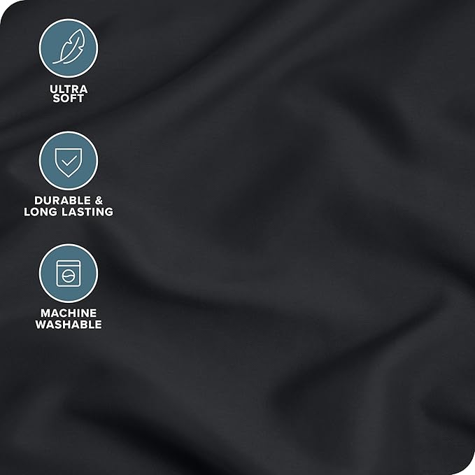 Bare Home Microfiber Pillow Cases - Standard Size Set of 2 - Cooling Pillowcases - Double Brushed - Easy Care - Envelope Closure (Standard Pillowcase Set of 2, Black)